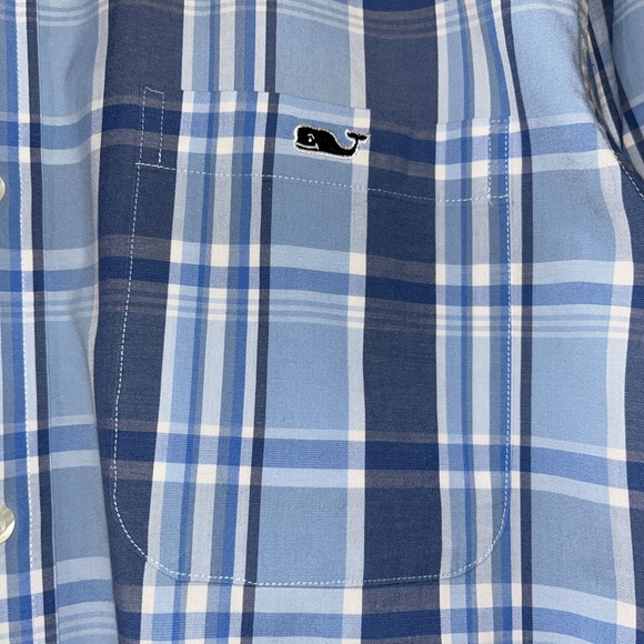 Vineyard Vines Shirt Mens Medium Blue Plaid Button-Down Classic Tucker Workwear - Picture 4 of 7